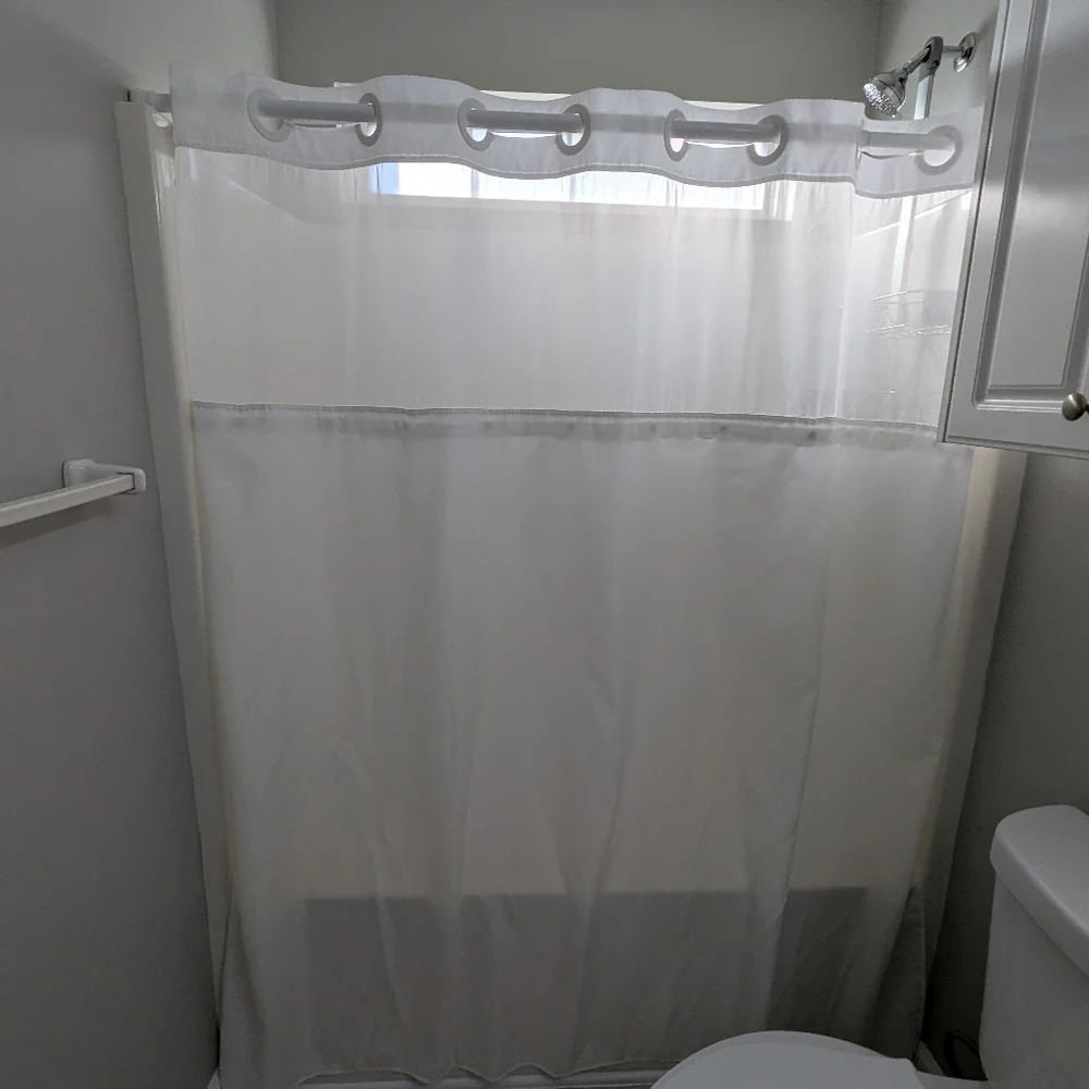 Hookless Plainweave White Shower Curtain